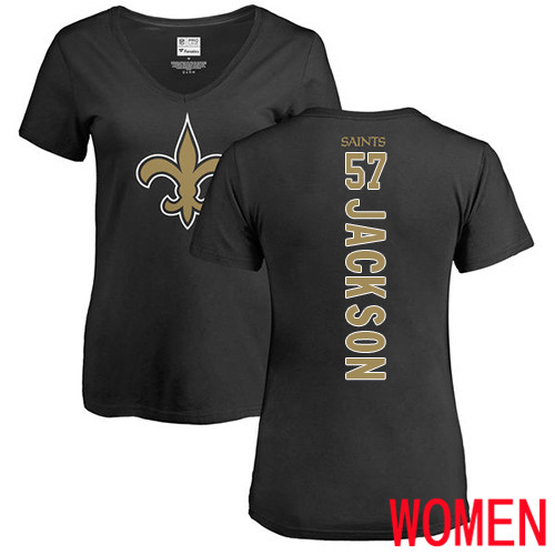 New Orleans Saints Black Women Rickey Jackson Backer Slim Fit NFL Football #57 T Shirt